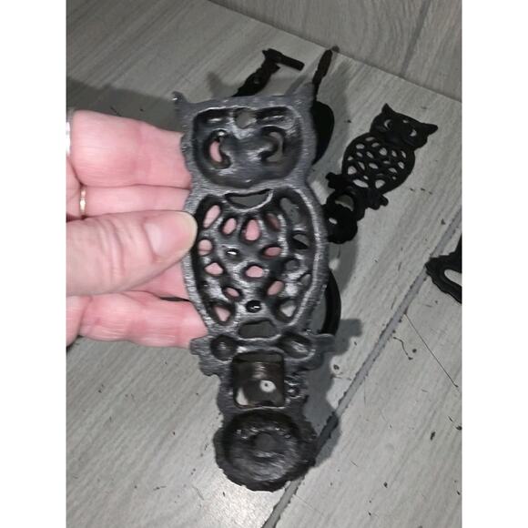 Vintage Cast Iron Owl & More Wall Mount Swivel Arm Brackets Plant Hangers Lot - Picture 6 of 9
